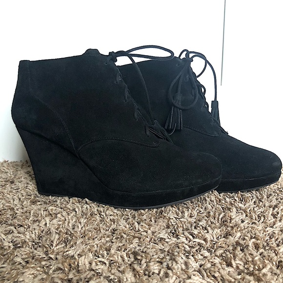 Jessica Simpson Platform Wedge Black Leather Bootie| Size 11 - Picture 2 of 7